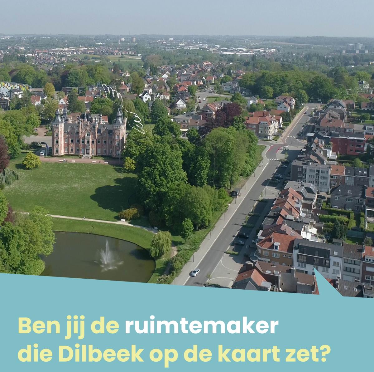 dronebeeld van Dilbeek centrum