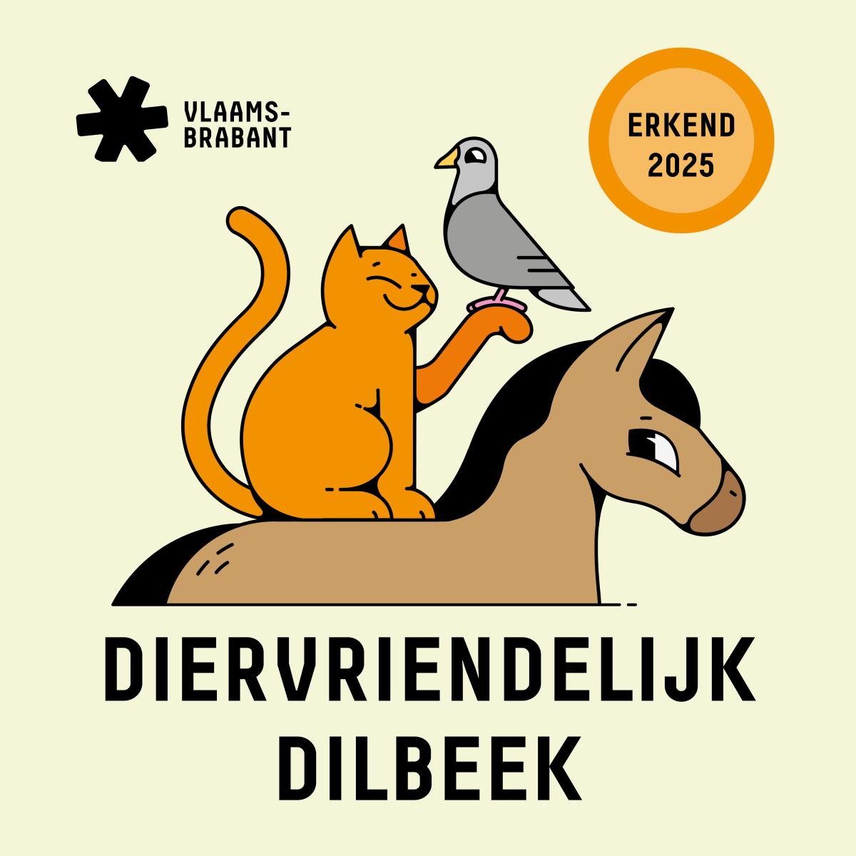 illustratie van paard, kat en duif