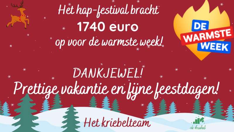 Opbrengst Hapjesfestival ten voordele van DWW